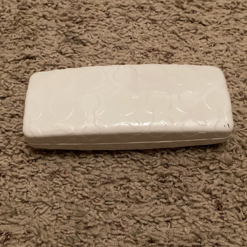 Coach White Embossed Eyeglass Case